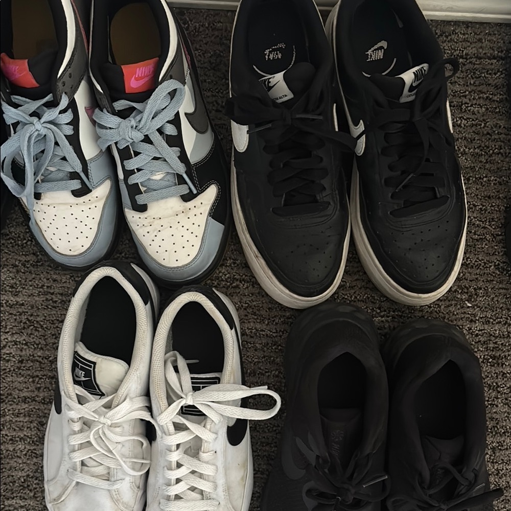 Nike Sneakers Trio - Black, White, and Pink Accents